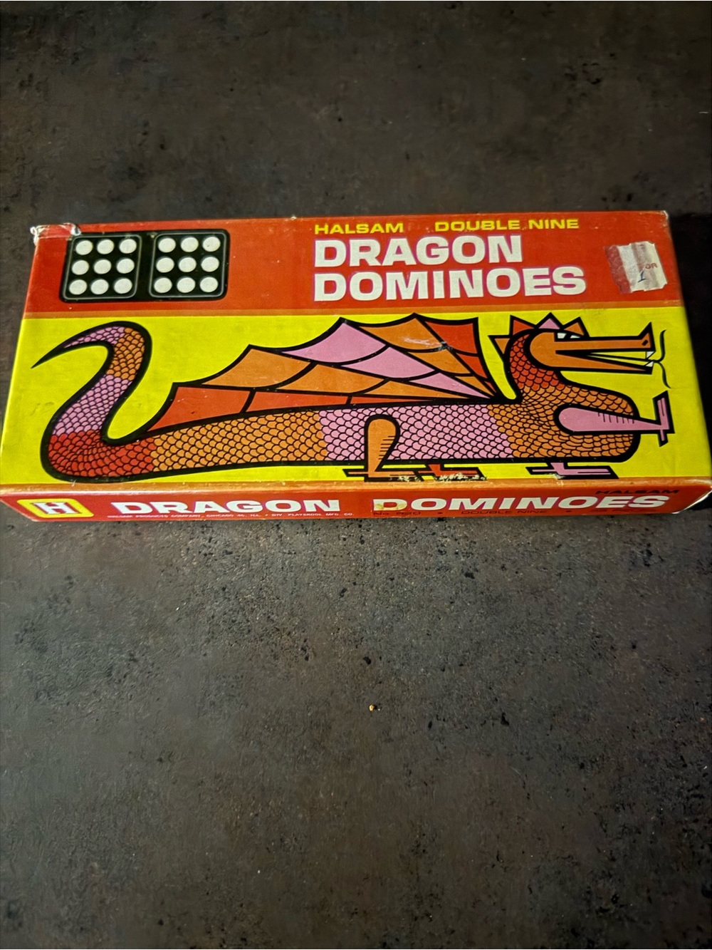 Vintage Halsam Double Nine Dragon Dominoes Set 55 Pcs #920/1960-70s